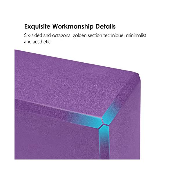 Fledo Yoga Blocks 2 Pack 9"x6"x4" - EVA Foam Brick, Featherweight and Comfy - Provides Stability and Balance - Ideal for Exercise, Pilates, Workout, Fitness & Gym (Purple)