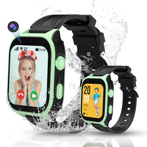 Reloj Inteligente Niño, 4G Smartwatch Niños con GPS y Llamadas WIFI Videollamada Chat Familiar SOS IP68 Impermeable Modo Clase WhatsApp Música Podómetro, Reloj Inteligente Regalo para Niña Niño