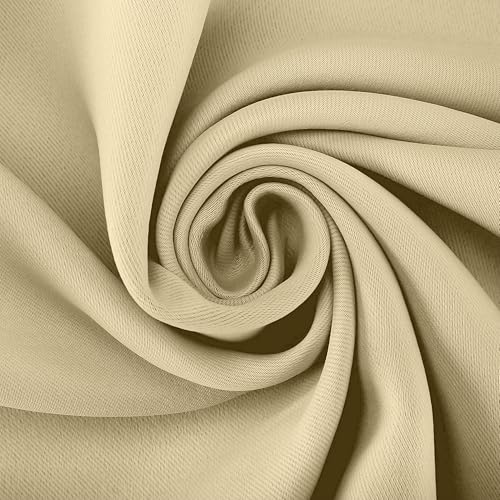 Image of THE LINEN COMPANY Thermal Back Loop Door Curtain 7.5 Feet, Premium Blackout Window Treatment, Light Beige