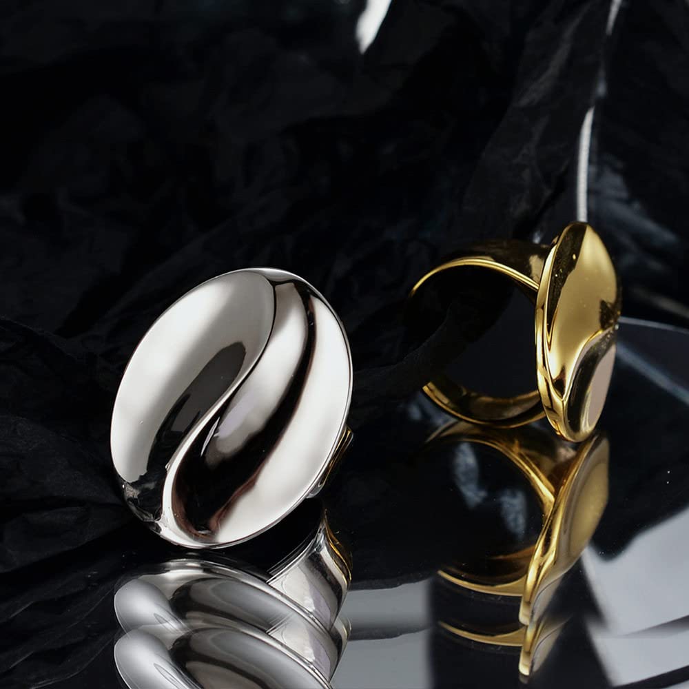 HGJH Anelli d'Argento,Anelli in Argento Sterling Donne 925 Grandi Anelli Regolabili Rotondi Lucidi Anelli Geometrici Regolabili in Argento Anello di Fidanzamento Anelli di Eternità per Ragazze