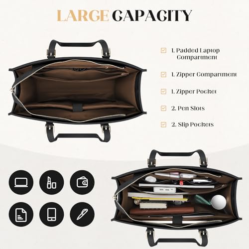 Maelstrom Leather Tote Bag, Laptop Bag for Women, Waterproof Briefcase with Clutch Bag, Work Handbags 15.6 Inch Computer3