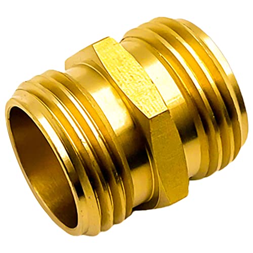 Twinkle Star 3/4 Inch Brass Garden Hose Adapter Double Male Quick Connector, 2 Pack #TOP1
