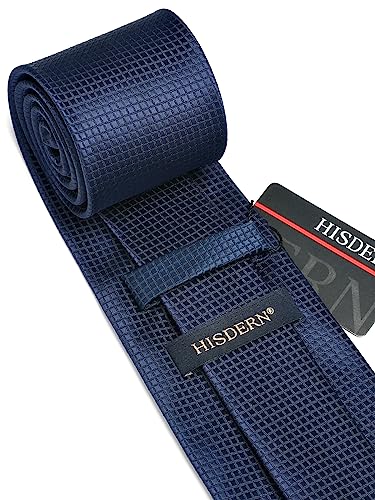 Image of HISDERN Mens Ties Solid Color Tie and Pocket Square Set Classic Woven Formal Neckties & Handkerchief Wedding Party