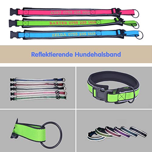 Gredstar Reflektierende Hundehalsband Für mittelgroße,große Hunde Personalisierte Halsbänder mit Name Telefonnummer Bestickt