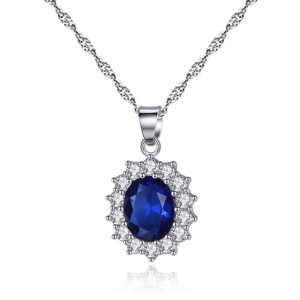 MIJNUX Fashion Tanzanite Sapphire Pendant Sun Flower Zircon Necklace
