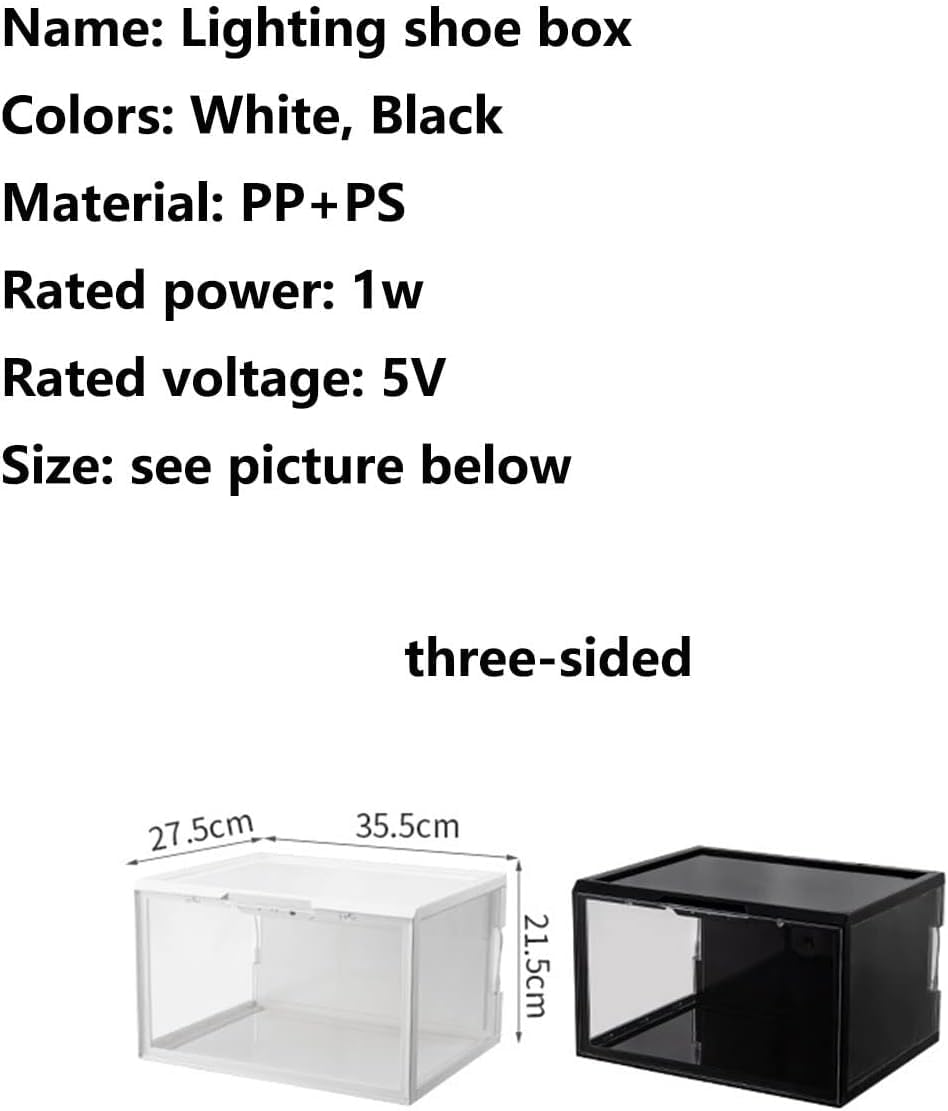 2 Paquetes de Cajas de Zapatos LED con Control de Voz, Cajas de Zapatos Transparentes para Zapatillas de Deporte de exhibición, Caja de Almacenamiento de plástico apilable con DS, organizado
