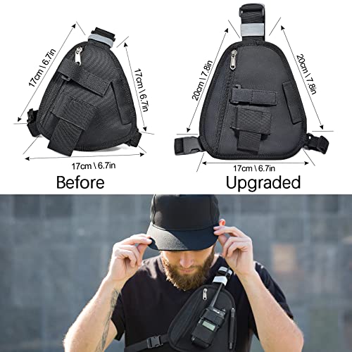 UAYESOK Two Way Radio Chest Pouch Holder Radio Chest Pack Shoulder Harness Holster Universal Vest Bag Case with Nylon Strap Belt for BAOFENG Motorola Midland Icom Cobra Walkie Talkie (Black - Image 2