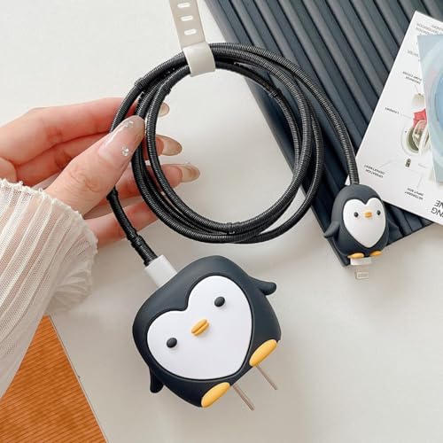 Image of CERLINK Charger Protector for Samsung 25W Type C, Protective Silicone Case Cover 25W Power Adapter Charger with Wire Saver - Pack of 1 (Penguin)