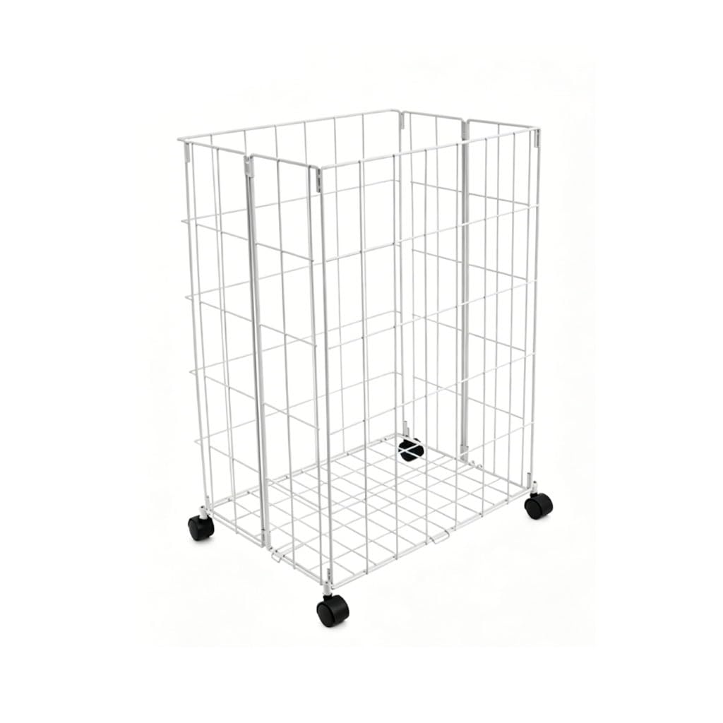 HRGKLMN Laundry basket foldable with wheels, narrow rolling storage trolley for tight spaces, open mesh washing basket storage basket for bathroom and laundry room,Weiß