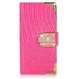 Leegoal Angel's Wings Bling Wallet Luxury Diamond Magnetic Flip Case for Samsung Galaxy Note 3 N9000 (Pink)