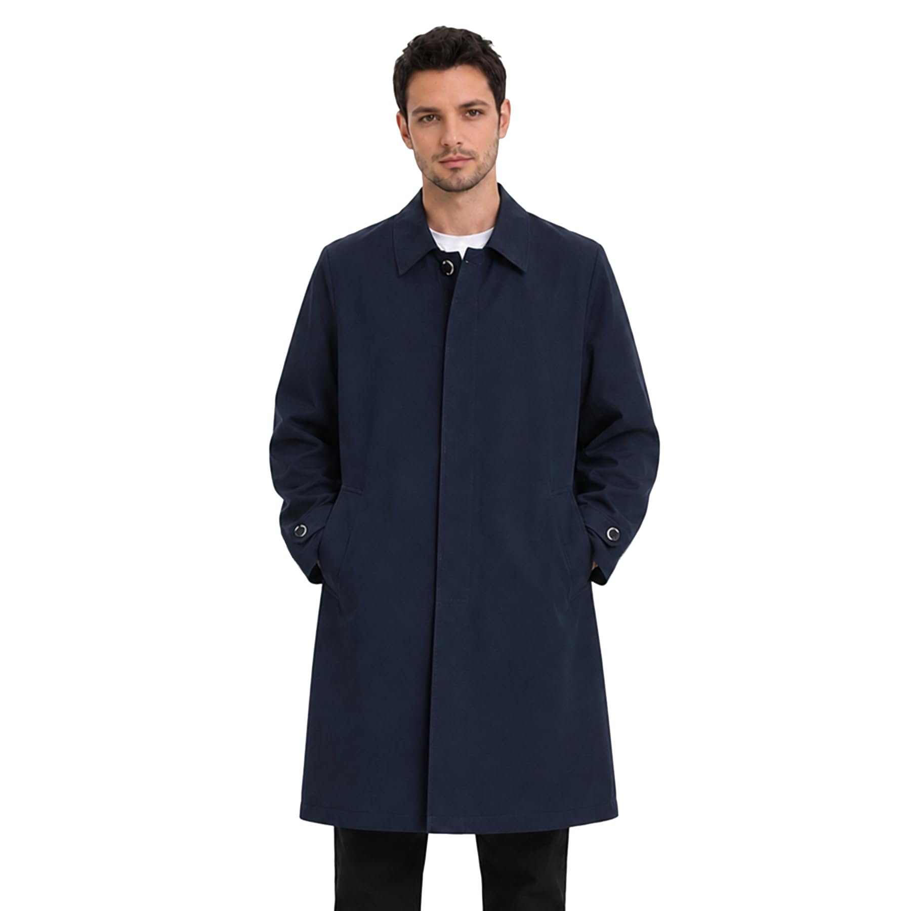 Allthemen Trench Uomo Monopetto Coton Cappotto Leggero Risvolto Media Lunghezza Giacca da Lavoro Primavera