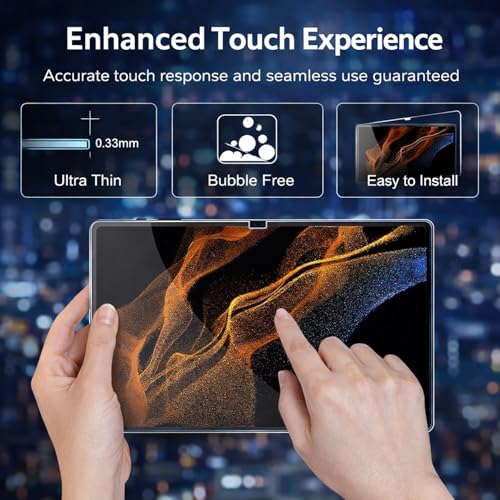Image of Tempered Glass Screen Guard for Samsung Galaxy Tab S9 Ultra / S8 Ultra 14.6 inch | HD Crystal Clear | Easy Installation Kit | Bubble Free | Scratch Resistant Protection (Pack of 1)