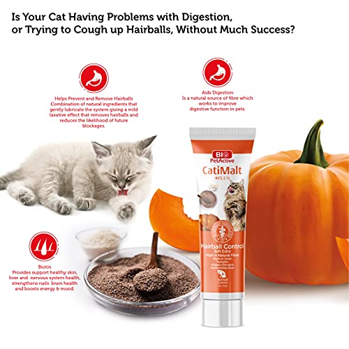 Image of Bio PetActive CatiMalt Plus Supplement for Cat Hairball Control Soft Extra High in Natural Fibre Helps to Reduce Hairball Problems & Health Development (Size-100ml)