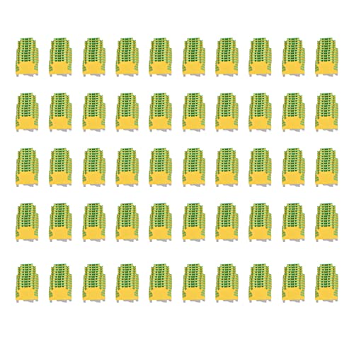 Jadeshay Din Rail Connectors,50 Pieces Din Rail Terminal Blocks Kit Universal Class Terminal Block USLKG-2.5 Grounding Electrical Crimping Terminals Block for Automation,Distribution Cabinet and DIY