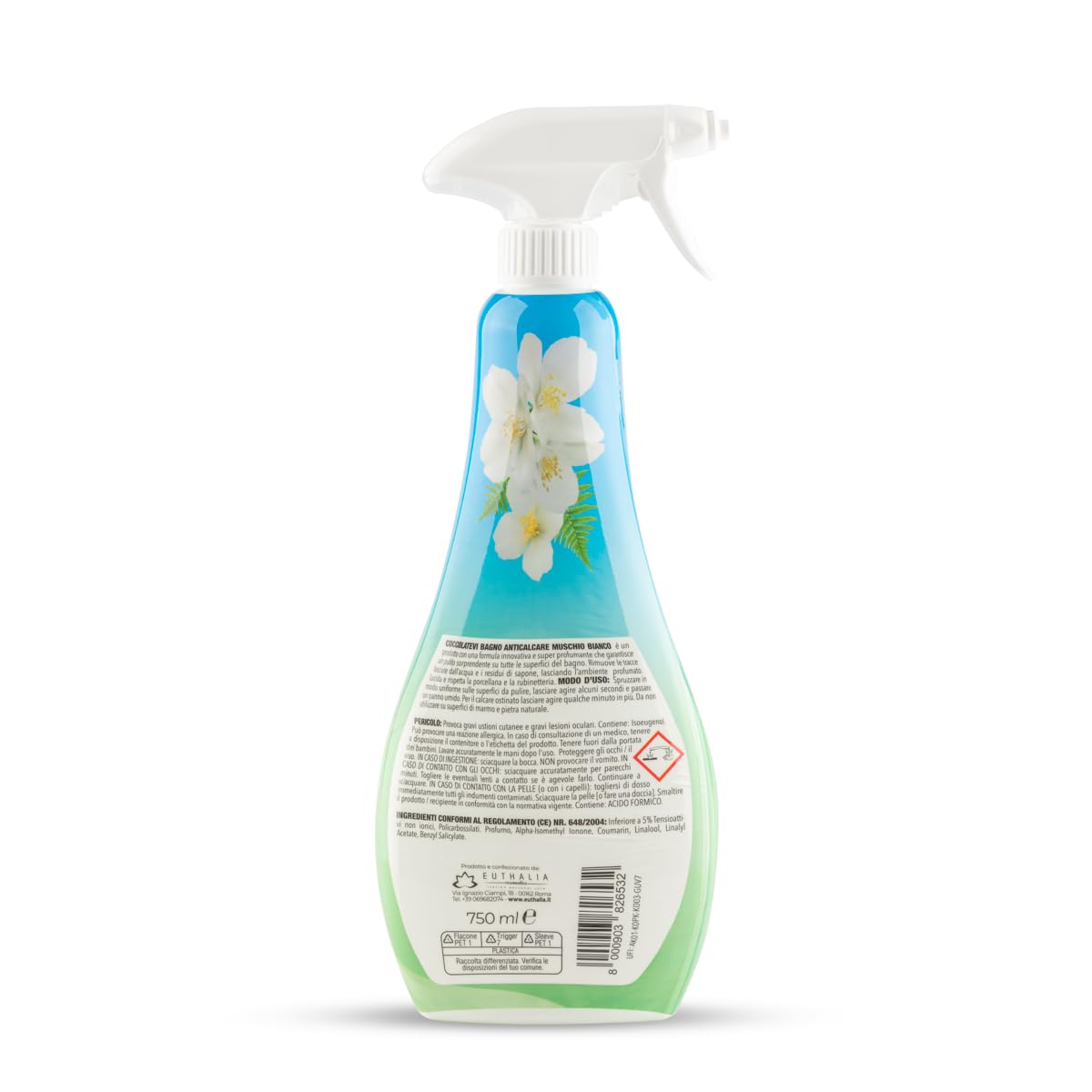 COCCOLATEVI Spray Anticalcare Bagno Muschio Bianco 750 ml x 3, Detergente Bagno Super Profumante, Rimuove Calcare e Residui di Sapone, Lucida e Protegge, Pulisce e Igienizza