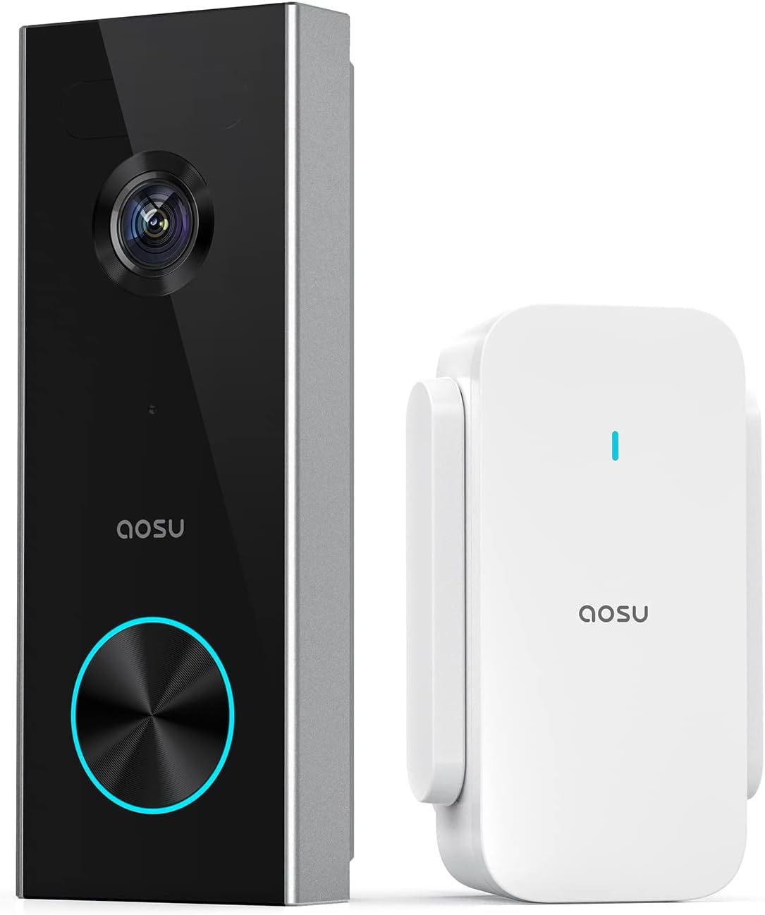 aosu Video Doorbell Wireless, 2K HD Doorbell Camera Wireless,Battery-Powered Doorbell Camera,2.4GHz Wi-Fi,Human Detection,180-Day Battery Life,Video Calling,Voice Changer,Work with Alexa