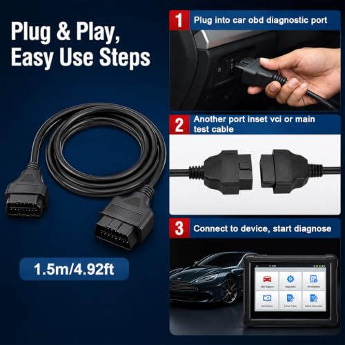 Image of STHIRA OBD2 Extension Cable 1.5m Male to Female Diagnostic Adapter