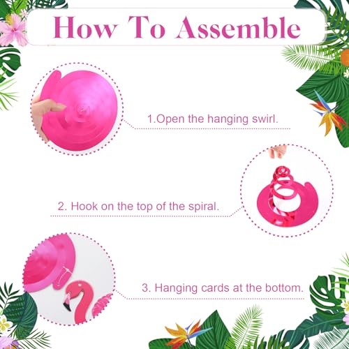 Image of Faccito 52 Pcs Flamingo Party Hanging Swirl Decorations Hawaii Luau Pink Flamingo Ceiling Streamers Summer Hawaiian Foil Hanging Swirls Decor for Aloha Beach Luau Birthday Party Supplies