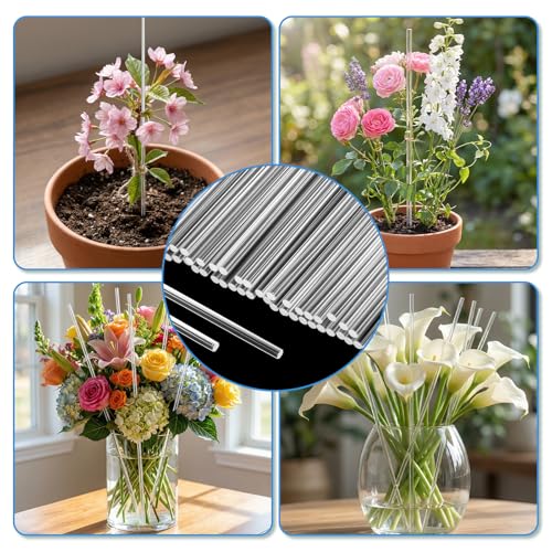 Image of 50pcs Clear Acrylic Rods, 3mm Diameter Transparent Round Plastic Sticks Strip, 1 /8 x 12in Acrylic Round Plastic Rods for DIY Crafts Party Decorations Gardening and Lighting