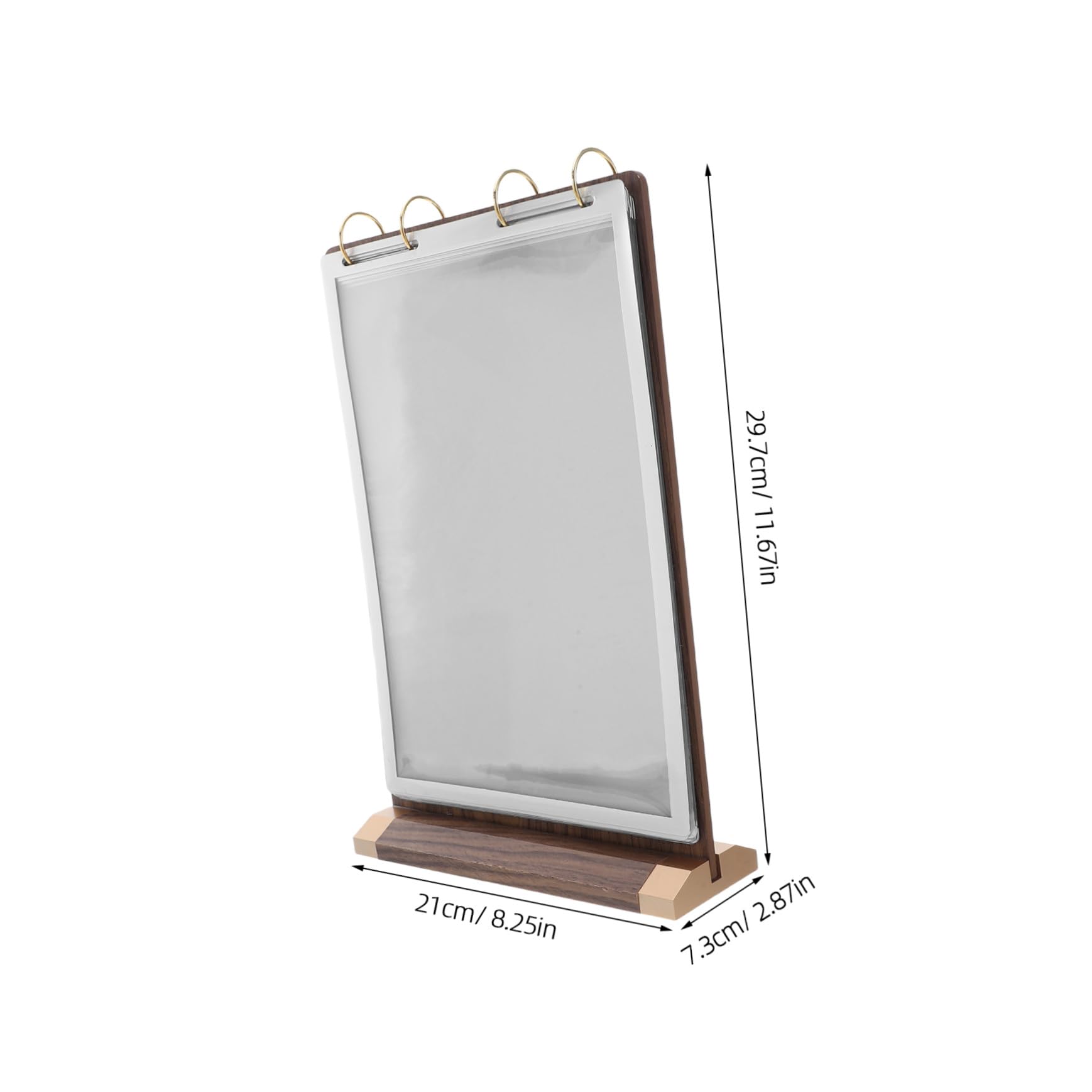 PLAFOPE Soporte para Carteles de Mesa de Madera de Nogal Porta Menús de Mesa Doble Cara con Diseño de Páginas Desplegables para Restaurantes Exhibidor Transparente para Escritorio y