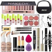 JWEX Make-up Sets, 27 Stück All in One Make Up Set, Schminke Set Frauen, Kosmetik Starter Kit, mit 12 Colours Lidschatten Palette, Augenbrauenstift Wasserfest, Mascara, Eyeliner