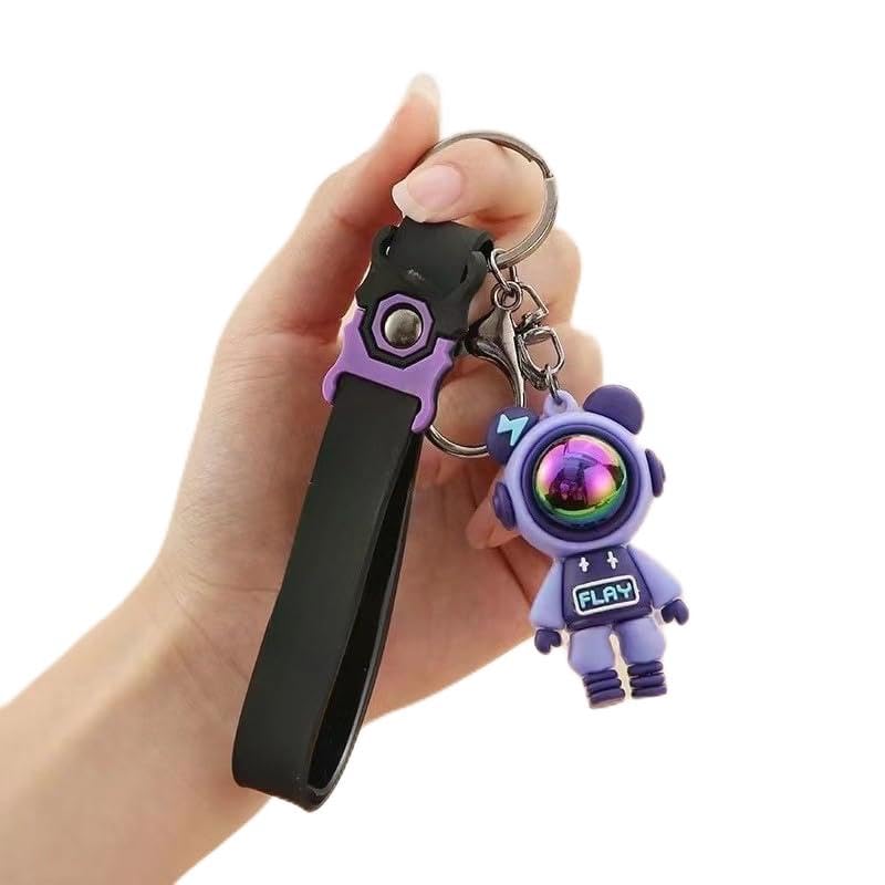 Chaveiro astronauta, chaveiro espacial fofo Kawaii com efeito de luz do pôr do sol, chaveiro estilo anime para mochilas, Roxa, Purple