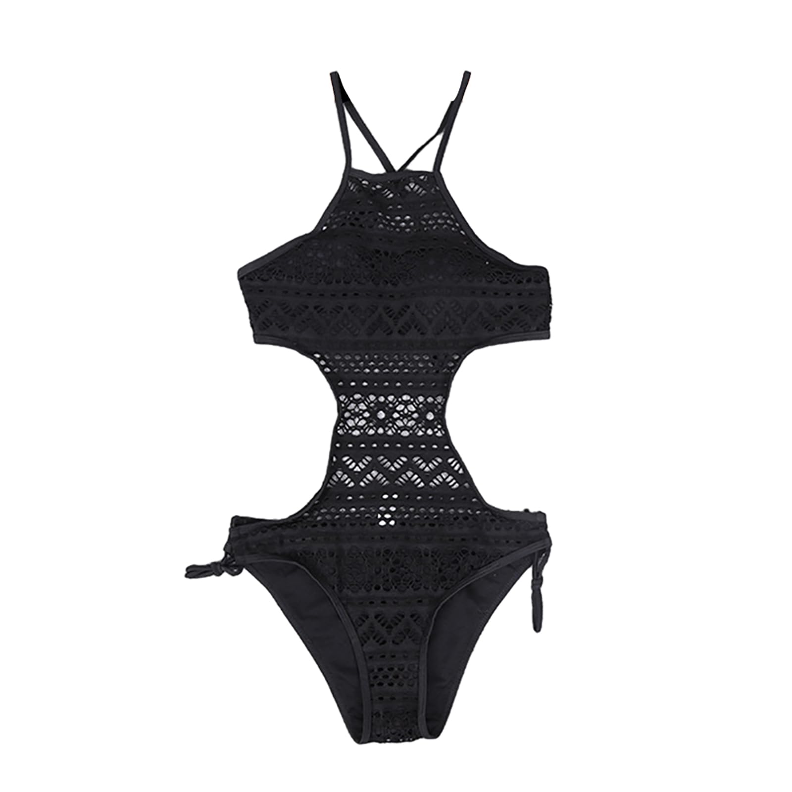 GenericWomen One Piece Swimwear ❀ Ladies Solid Strappy Bandge Hollow Out Bikini Fashion Lace Up Swimsuit Bathing Suit Push Up