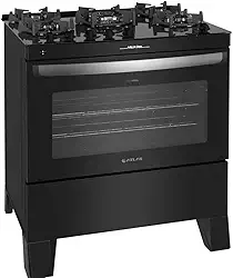 Fogão 5 bocas Atlas Agile Up Preto com Mesa de Vidro - Bivolt