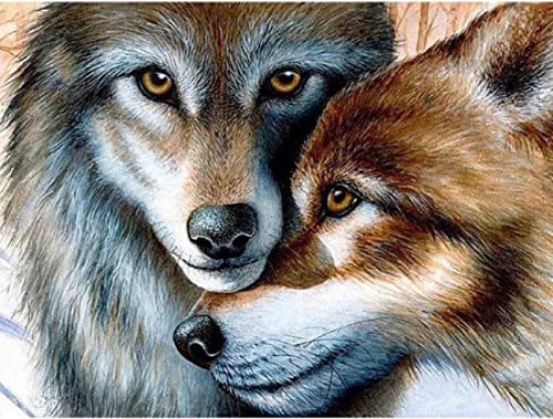 Kit de diamond painting de lobos 5D para decorar la pared de tu salón con arte DIY