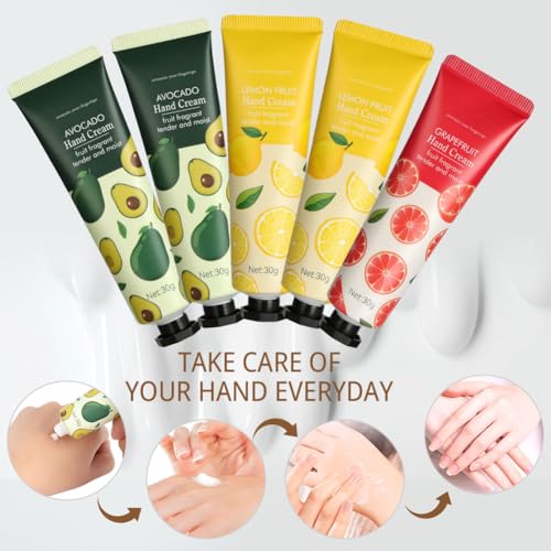 LOPHE Hand Cream, 5 x 30g Moisturising Hand Cream with Natural Plant Flower Fruit Flavour Gentle, Travel Size - Image 4
