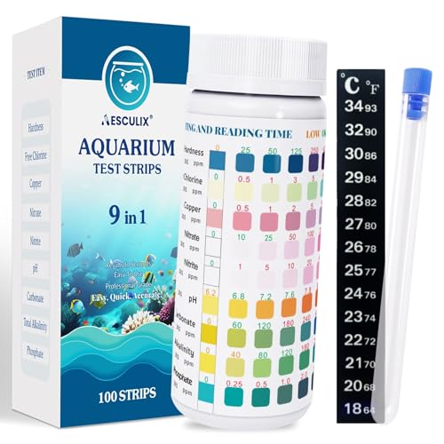9 in 1 Aquarium Test Strips, 100 Count, Fish Tank Water Test Kit for Freshwater & Saltwater, Tests Nitrate, Nitrite, pH, KH, Total Alkalinity, Hardness, Free Chlorine, Copper & Phosphate - image 8