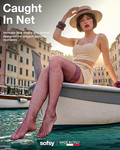 Image of sofsy Italian-Made Soft Fishnet Stockings for Women
