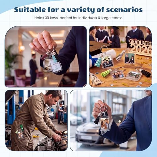 Image of Yaomiao Acrylic Photo Keychain with Tassel Clear Blank Custom Keychain Frame Holder Insert Picture Keyring Making Kit