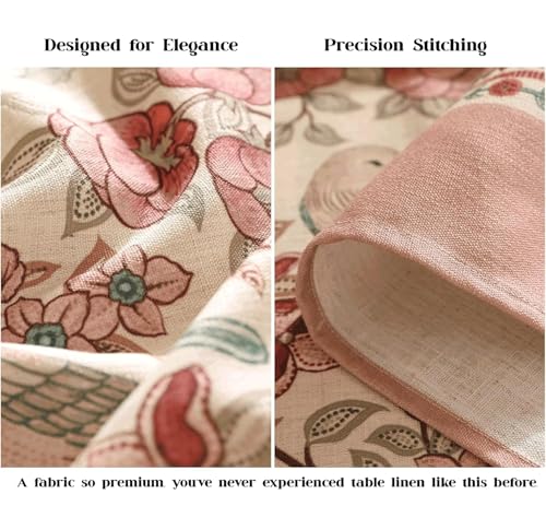 Image of Ishro Home Premium Table Cloth 6 seater | Dining Table Cover | Love at First Sight Cloth 4-6 Seater | Luxury Fabric | Machine Washable | Non-Fading | Stain-Resistant | (Gul-o-Parinday, 56 x 90 inches)