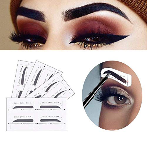 Premium Eyebrow Stencil Shaper with Eyebrow Razor- Eyebrow Stencil Ruler Shaping Template for DIY Grooming- Reusable Styling Makeup Kits Tool- 12 Unique Styles, 24 pairs