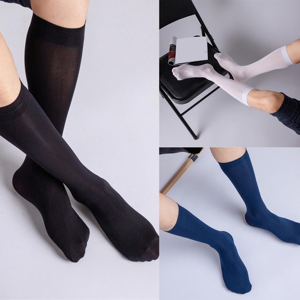 Men's Casual Business Dress Velvets Silk Socks Middle Calf Length Comfortable Breathable Formal Suit