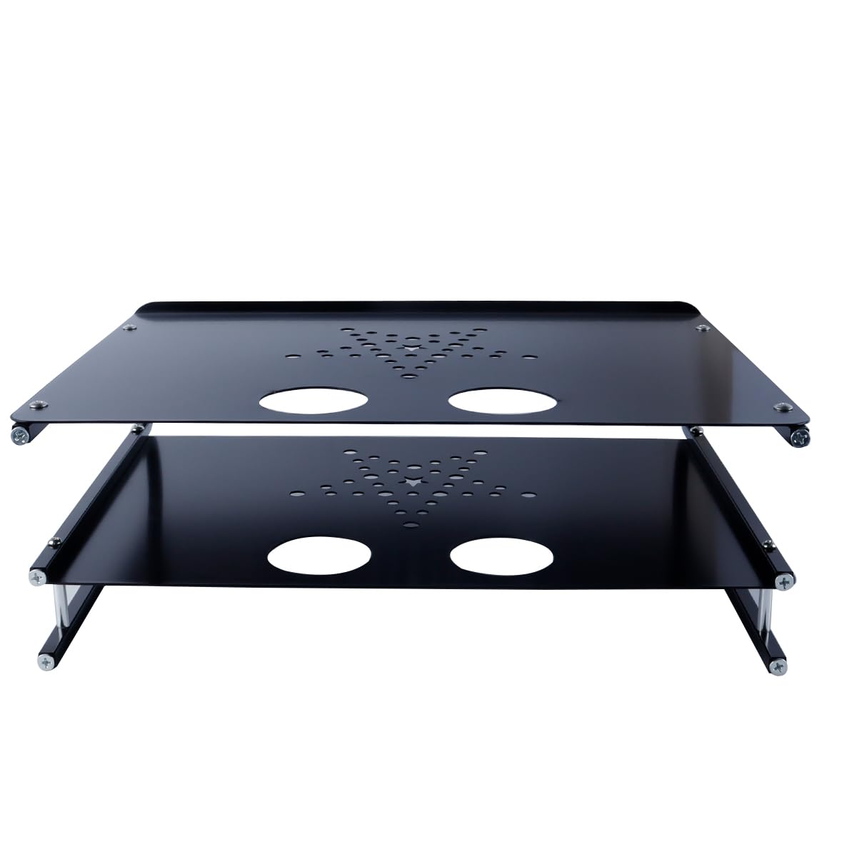 Mensola da parete a 2 ripiani per TV Box/Proiettore/Decoder via cavo/Lettore DVD/Decoder multimediali/Console di gioco, nera