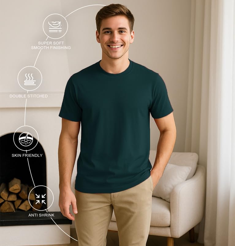 Image of Sleepynuts Men's Regular Fit Round Neck Half Sleeves Solid Casual Wear T-Shirt