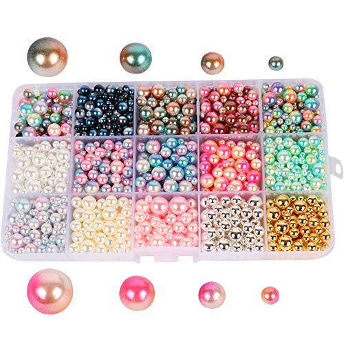 Beads 1140pcs/lot Mix Rainbow Color Round 4/6/8/10mm Imitation Pearl No Holes (Style 1)