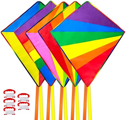 5 Pack Kite for Kids Adults Easy to Fly, Rainbow Kites for Toddlers Age 3-5 Beginners, Kites for Kids Ages 4-8 8-12 Easy to Fly in Low Wind- Large Kite for Family Beach Outdoor Games and Activities