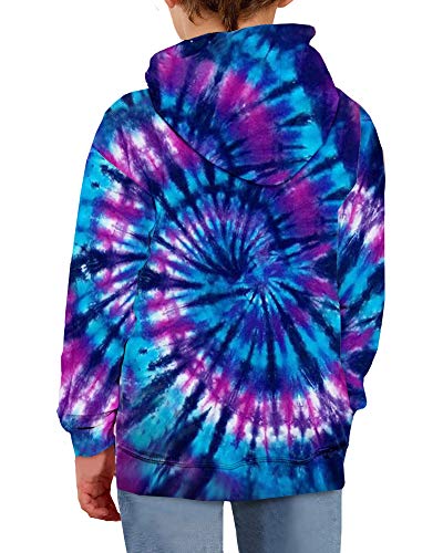 Image of GAMISOTE Unisex Kids Tie Dye Sweatshirt Boys Girls Hooded Kangaroo Pocket Pullover Hoodies