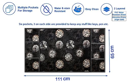 Image of Stylista Refridgerator top Cover Suitable for Samsung RR24C2823S8 /NL, 223 Liter Fridge, Dimension (WXD) 65x111 CM, Analog Pattern Black