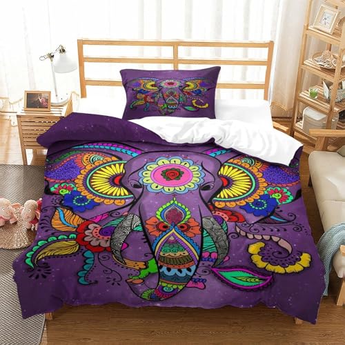 Elefante Mandala Juego De Cama De Microfibra