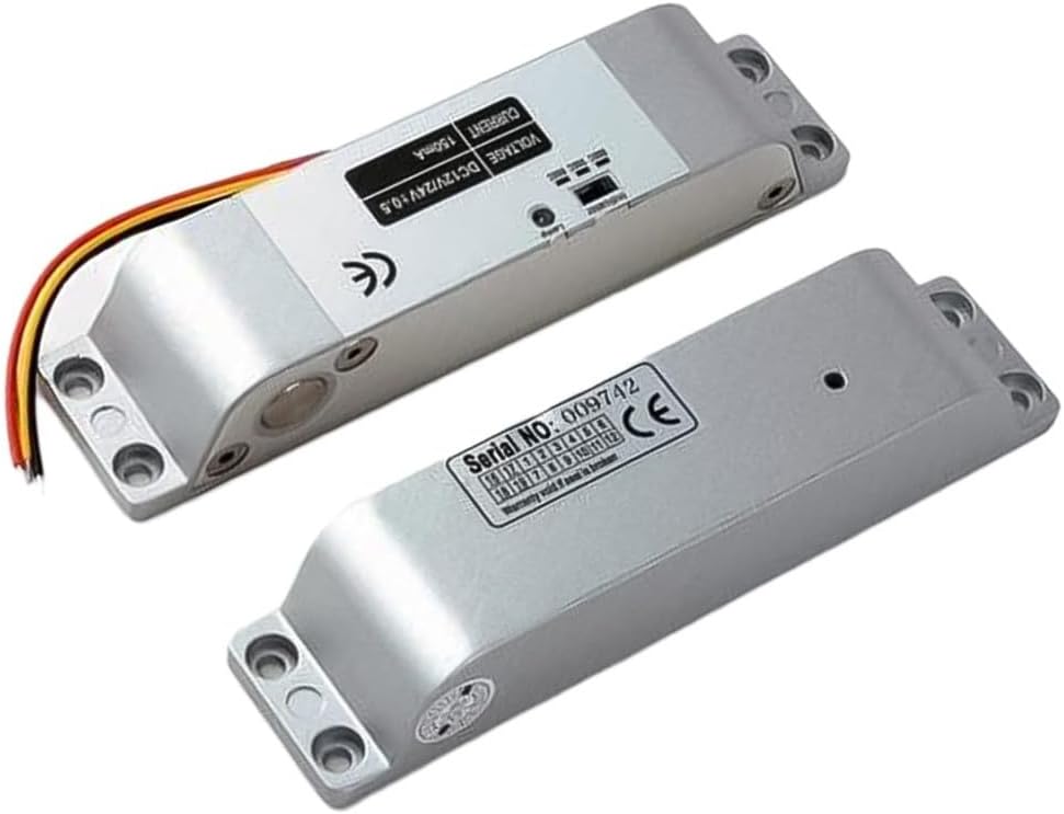 Drop Bolt Lock DC12V/24V, Aluminum Alloy Fail-Safe Control Wood Doors, Adjustable 0/3/6s Delay, Silver 5.91x1.34x1.1 Inch