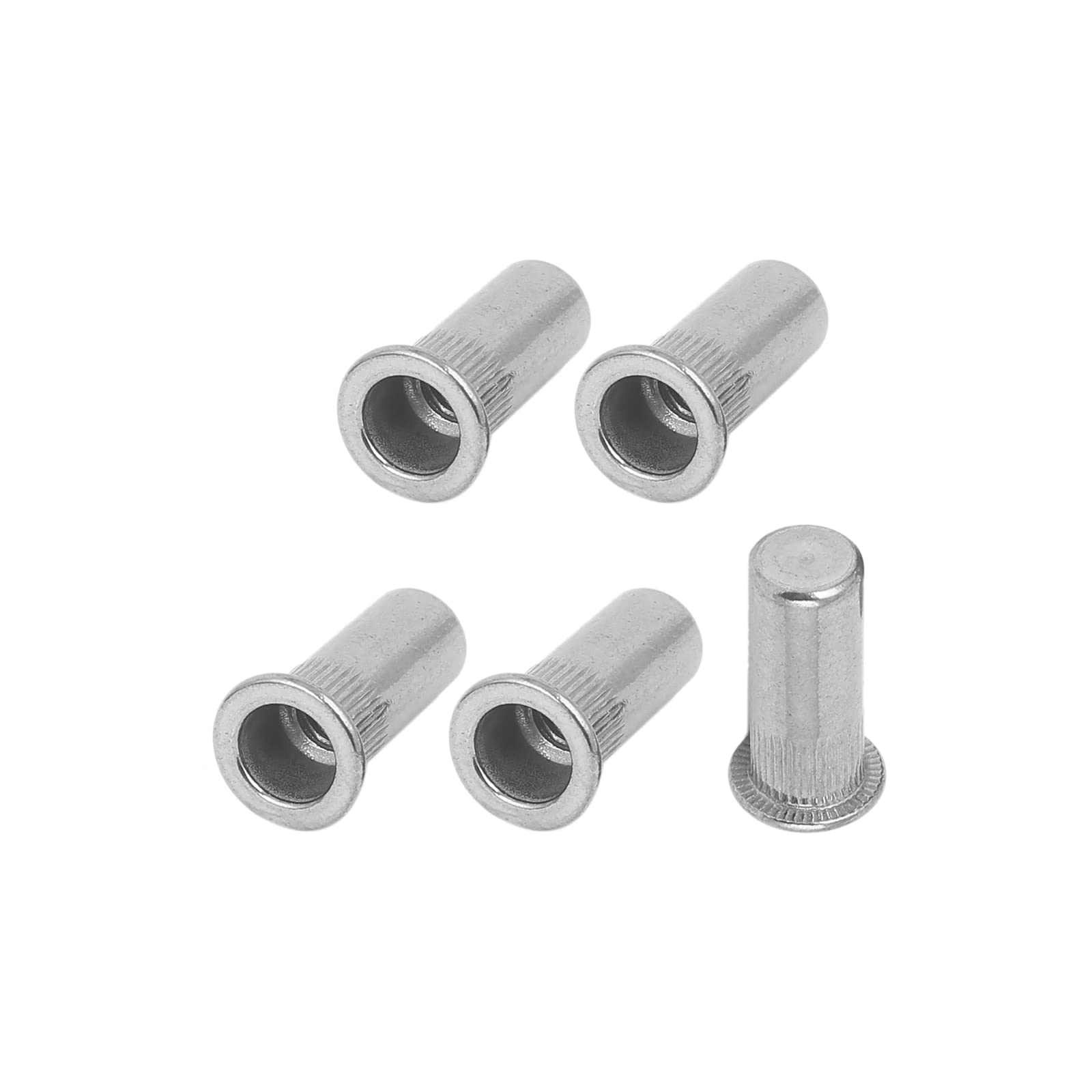 METALLIXITY Sealed Rivet Nuts (M6) 5Pcs, 304 Stainless Steel Blind Closed End Threaded Insert Nuts - for Furniture Mechanical Fasteners, Silver Tone