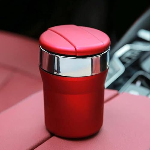 Miniatura 8 de Cenicero de automóvil con tapa, cenicero portátil para automóvil, bandeja de cenizas sin humo de acero inoxidable con luz LED, cenicero automotriz
