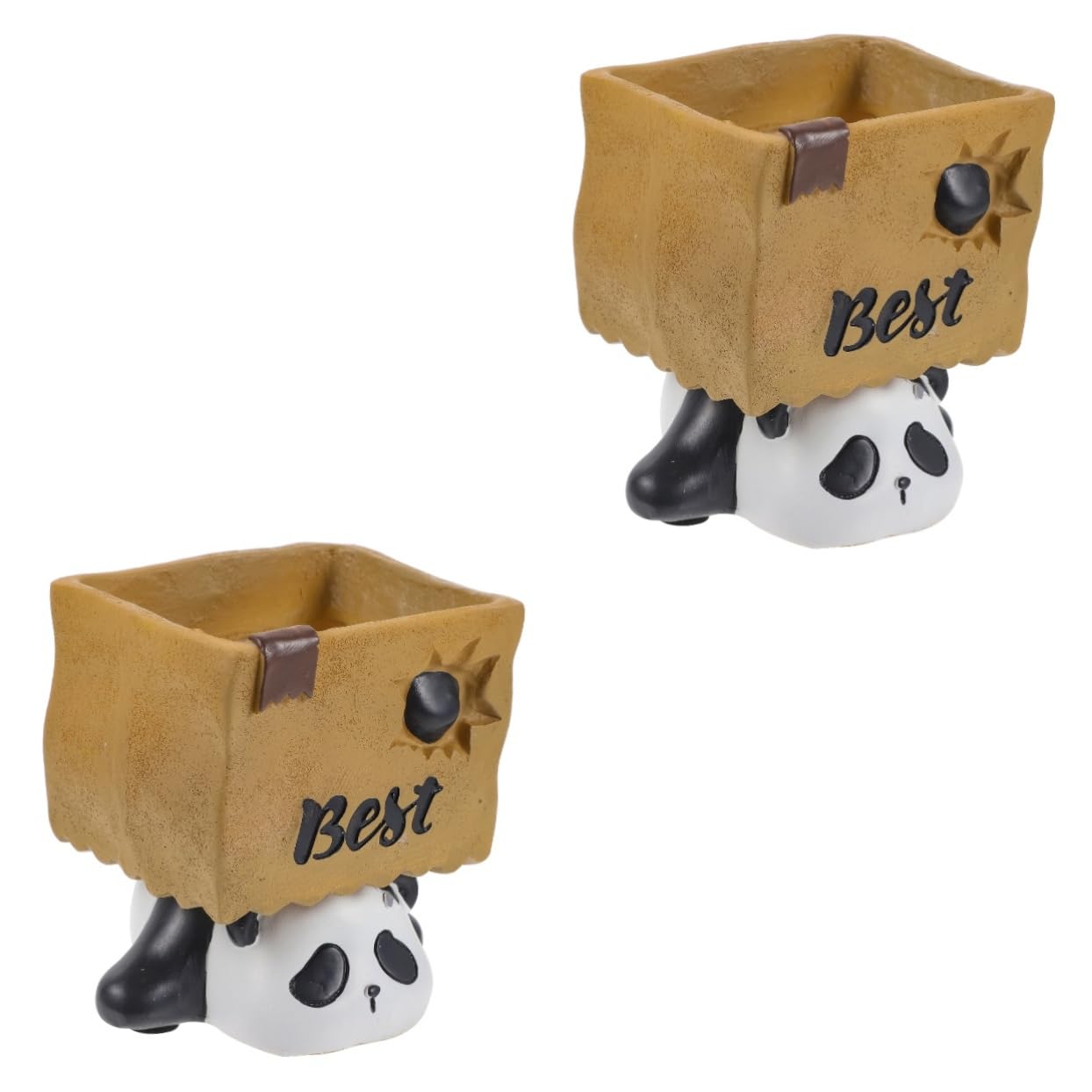 VILLCASE 2piezas Soporte Para Lápices De Forma De Panda Organizador De Escritorio Multifuncional y Maceta Para Suculentas Decoración De Mesa Creativa y Única