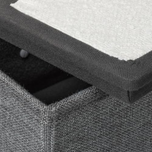Relaxdays Hundetreppe, 3 Stufen, mit Stauraum, Hunde & Katzen, HxBxT: 39 x 40 x 49 cm, Faltbare Tiertreppe, grau/weiß