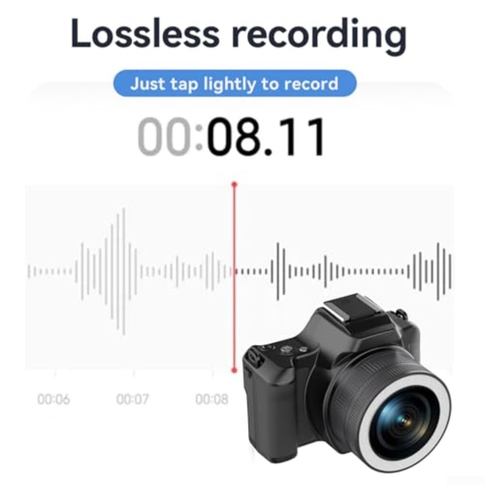 Cámara digital con sensor de 48 MP, zoom de 16X, video 2K, 12 luces LED de relleno, transferencia de archivos OTG y diseño portátil para viajes y fotografía de naturaleza (blanco)