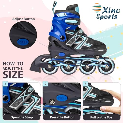 XINO SPORTS Adjustable Inline Skates for Boys and Girls, Aqua, Medium 1-4 - image 3